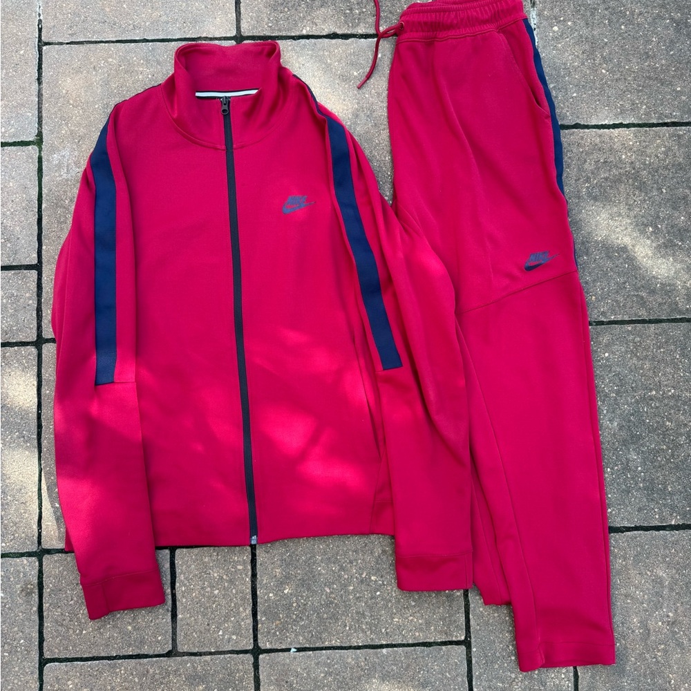 Nike Red Tracksuit with Blue Accents